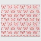 Baby Girl Pink Butterfly Baby shower Cadeaupapier (Vlak)