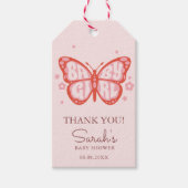 Baby Girl Pink Butterfly Baby shower Gift Labels Cadeaulabel (Voorkant)