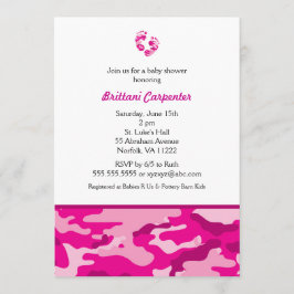 Baby Girl Pink Camouflage Shower nodigt voeten CAM Kaart