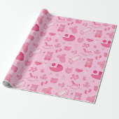 Baby Girl Pink Collage Cadeaupapier (Uitgerold)