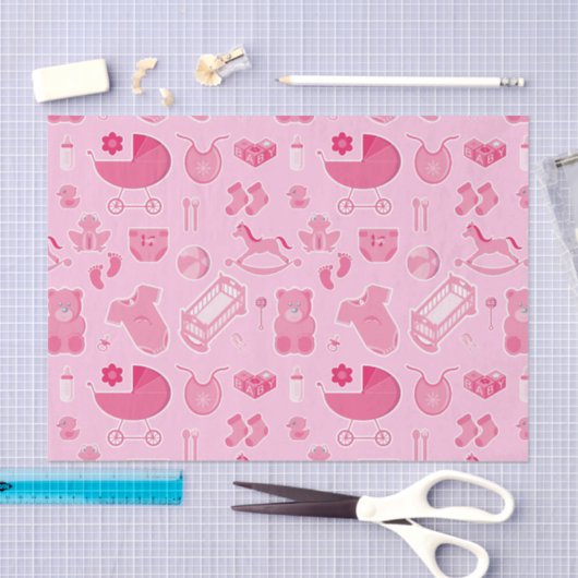 Baby Girl Pink Collage Tissuepapier (Craft)