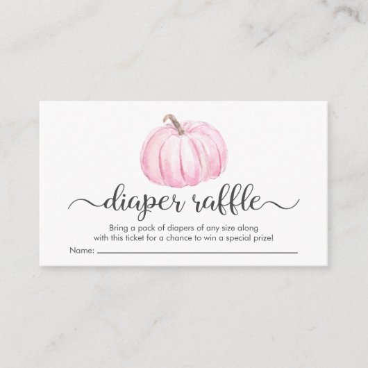 Baby Girl Pink Diaper Raffle Shower Informatiekaartje (Voorkant)
