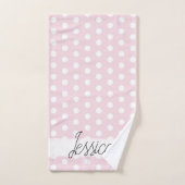 Baby Girl Pink Dot Pattern Monogram Naam Bad Handdoek (Handdoek)