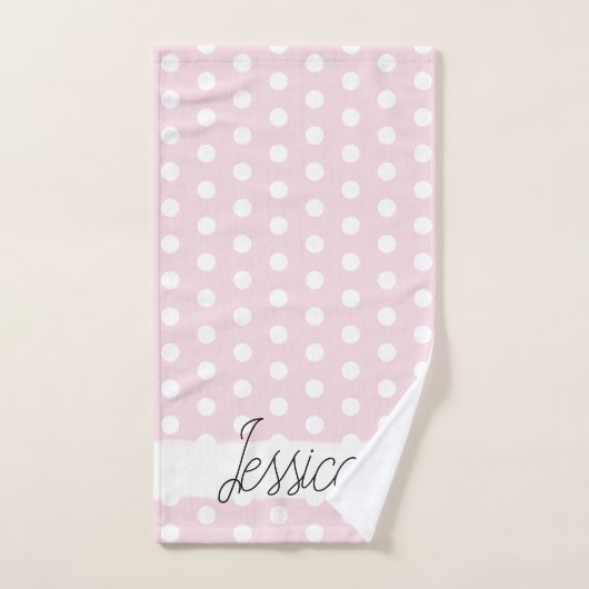 Baby Girl Pink Dot Pattern Monogram Naam Bad Handdoek (Handdoek)