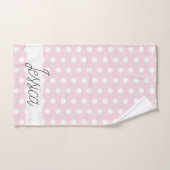 Baby Girl Pink Dot Pattern Monogram Naam Bad Handdoek (Handdoek)