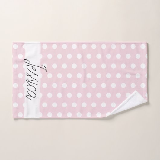 Baby Girl Pink Dot Pattern Monogram Naam Bad Handdoek (Handdoek)