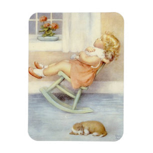 Baby Girl Pink Dress Rocking-stoel Magneet