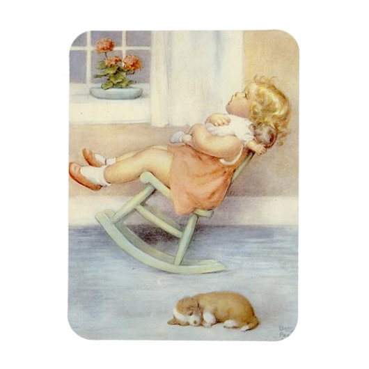 Baby Girl Pink Dress Rocking-stoel Magneet (Verticaal)