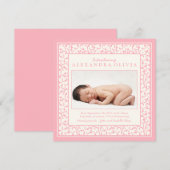 Baby Girl Pink Floral Foto geboorteaankondiging Aankondiging (Voorkant / Achterkant)