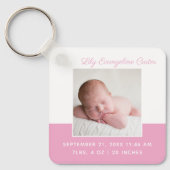 Baby Girl Pink Foto van legant Birth Stats Keepomw Sleutelhanger (Voorkant)