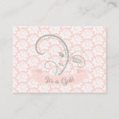 Baby Girl Pink Grey Diaper Raffle Ticket Informatiekaartje (Achterkant)