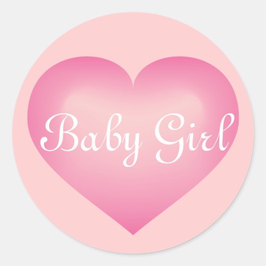 Baby Girl Pink Heart Ronde Sticker (Voorkant)