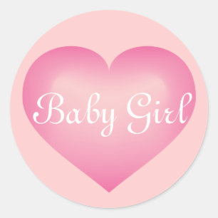 Baby Girl Pink Heart Ronde Sticker