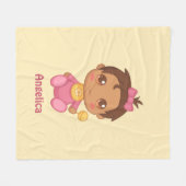 Baby Girl Pink Jumpsuit Aangepaste naam Fleece Deken (Voorkant (Horizontaal))