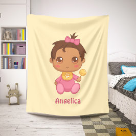 Baby Girl Pink Jumpsuit Aangepaste naam Sherpa Deken