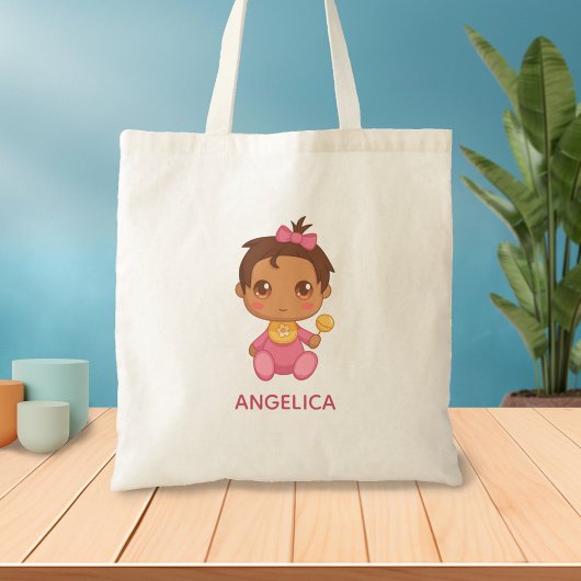 Baby Girl Pink Jumpsuit Aangepaste naam Tote Bag