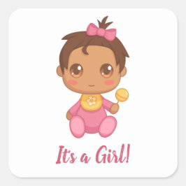 Baby Girl Pink Jumpsuit aangepaste tekst Vierkante Sticker