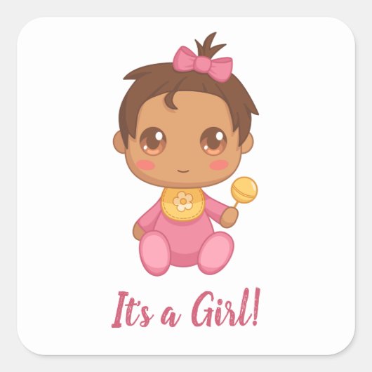 Baby Girl Pink Jumpsuit aangepaste tekst Vierkante Sticker (Voorkant)
