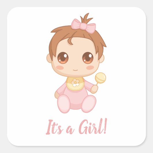 Baby Girl Pink Jumpsuit aangepaste tekst Vierkante Sticker (Voorkant)