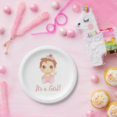 Baby Girl Pink Jumpsuit Papieren Bordje (Feest)