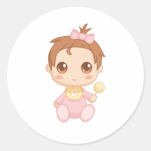 Baby Girl Pink Jumpsuit Ronde Sticker