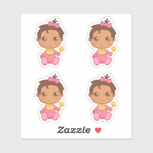 Baby Girl Pink Jumpsuit set van 4 Sticker (Vel)