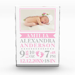 BABY Girl Pink Keepomwille Birth Date PHOTO Fotoblokken