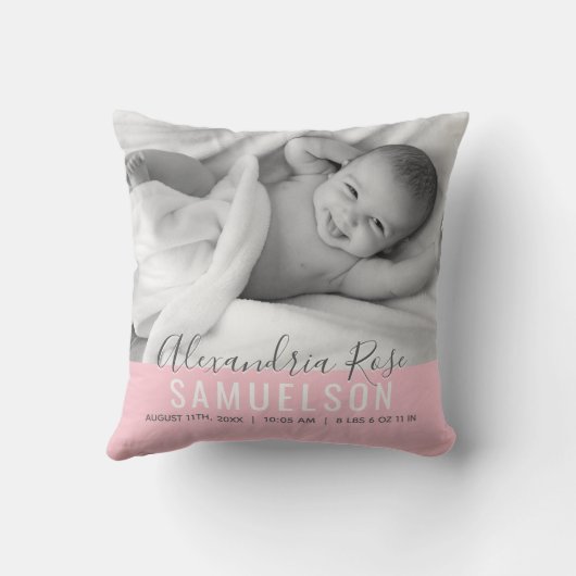 BABY Girl Pink Keepomwille Birth Date PHOTO Kussen (Achterkant)