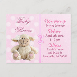 Baby Girl Pink Lamb Baby shower Uitnodiging Briefkaart