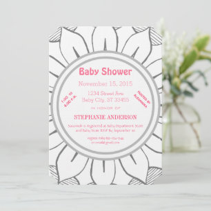 Baby Girl Pink Magenta Floral Baby shower Kaart