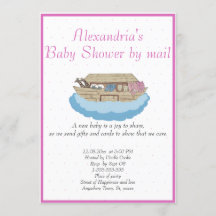 Baby Girl Pink Noah's Ark Baby shower Uitnodiging