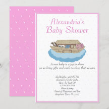 Baby Girl Pink Noah's Ark Baby shower Uitnodiging