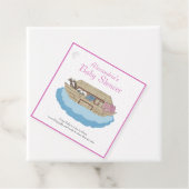 Baby Girl Pink Noah's Ark Baby shower Uitnodiging Bedankjes Labels (In situ)