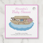 Baby Girl Pink Noah's Ark Baby shower Uitnodiging Bedankjes Labels (Achterkant)