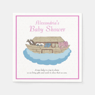 Baby Girl Pink Noah's Ark Baby shower Uitnodiging Servet