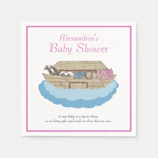 Baby Girl Pink Noah's Ark Baby shower Uitnodiging Servet