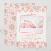 Baby Girl Pink Oranje Foto geboorteaankondiging Aankondiging (Voorkant / Achterkant)