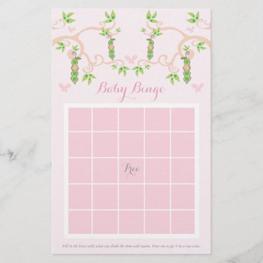 Baby Girl Pink Pea in een Peud Custom Baby Bingo G Briefpapier (Voorkant)