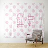 Baby Girl Pink Polkadot Script Baby shower Wandkleed (In Situ (horizontaal))