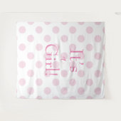 Baby Girl Pink Polkadot Script Baby shower Wandkleed (Voorkant (horizontaal))