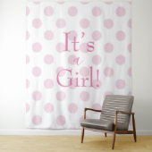 Baby Girl Pink Polkadot Script Baby shower Wandkleed (In situ)