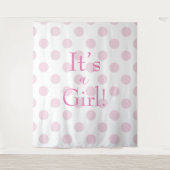 Baby Girl Pink Polkadot Script Baby shower Wandkleed (Voorkant)