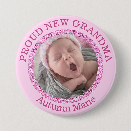 Baby Girl Pink Proud Grandma Button (Voorkant)