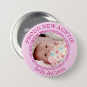 Baby Girl Pink Proud tante Button (Voorkant /achterkant)