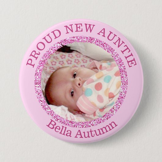 Baby Girl Pink Proud tante Button (Voorkant)