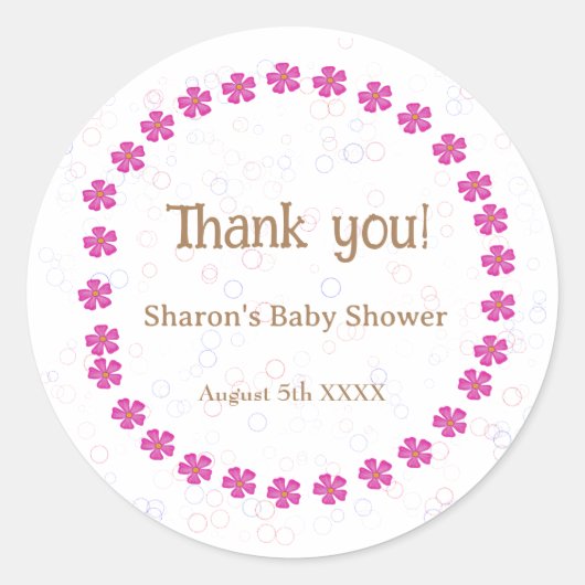 Baby Girl Pink Ronde Sticker (Voorkant)
