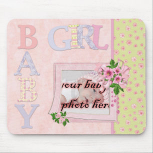 Baby Girl Pink Roses Framed Mousepad Muismat