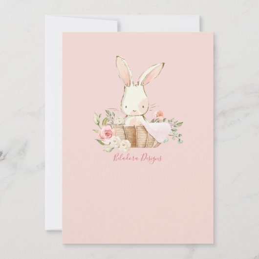 Baby Girl Pink Script Cute Elegant Baby Birth Aankondiging (Achterkant)