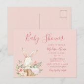 Baby Girl Pink Script Cute Elegant Baby Invitation Briefkaart (Voorkant / Achterkant)