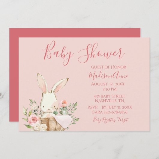 Baby Girl Pink Script Cute Elegant Baby Kaart (Voorkant / Achterkant)